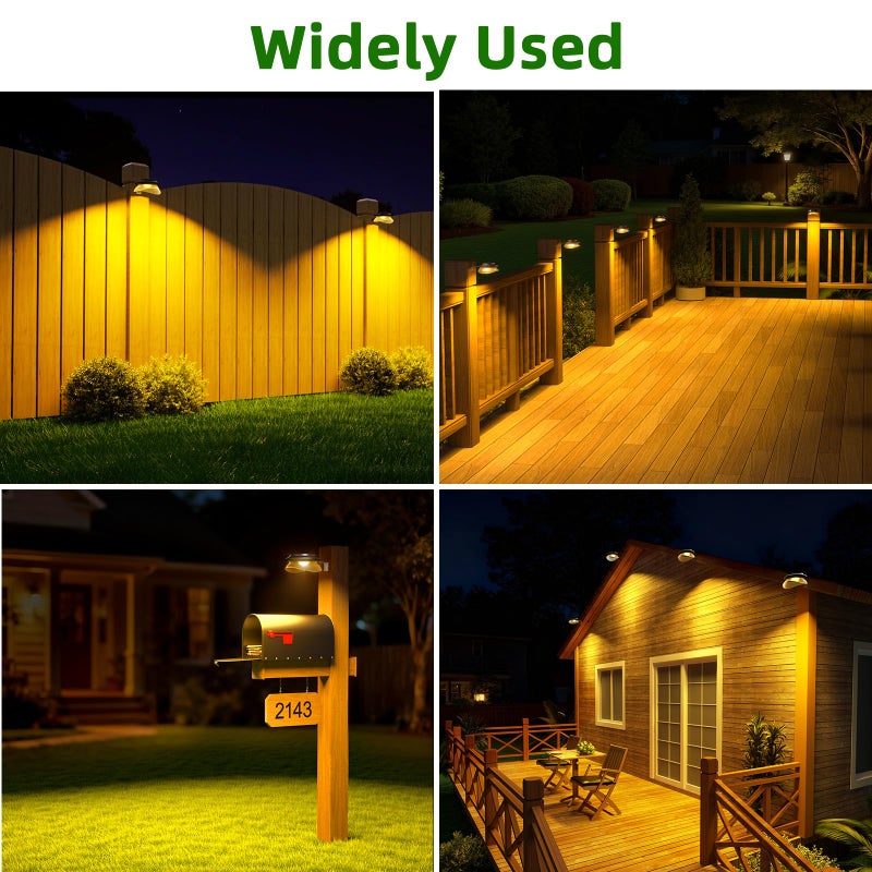 JSOT Solar Gutter Lights for Outside Decor, Solar Fence Light Outdoor Waterproof Yard Lights, 2 Installations Methods for Deck Garden Porch Garage Stairs Wall Patio Backyard - Warm White, 6 Pack - Image 2